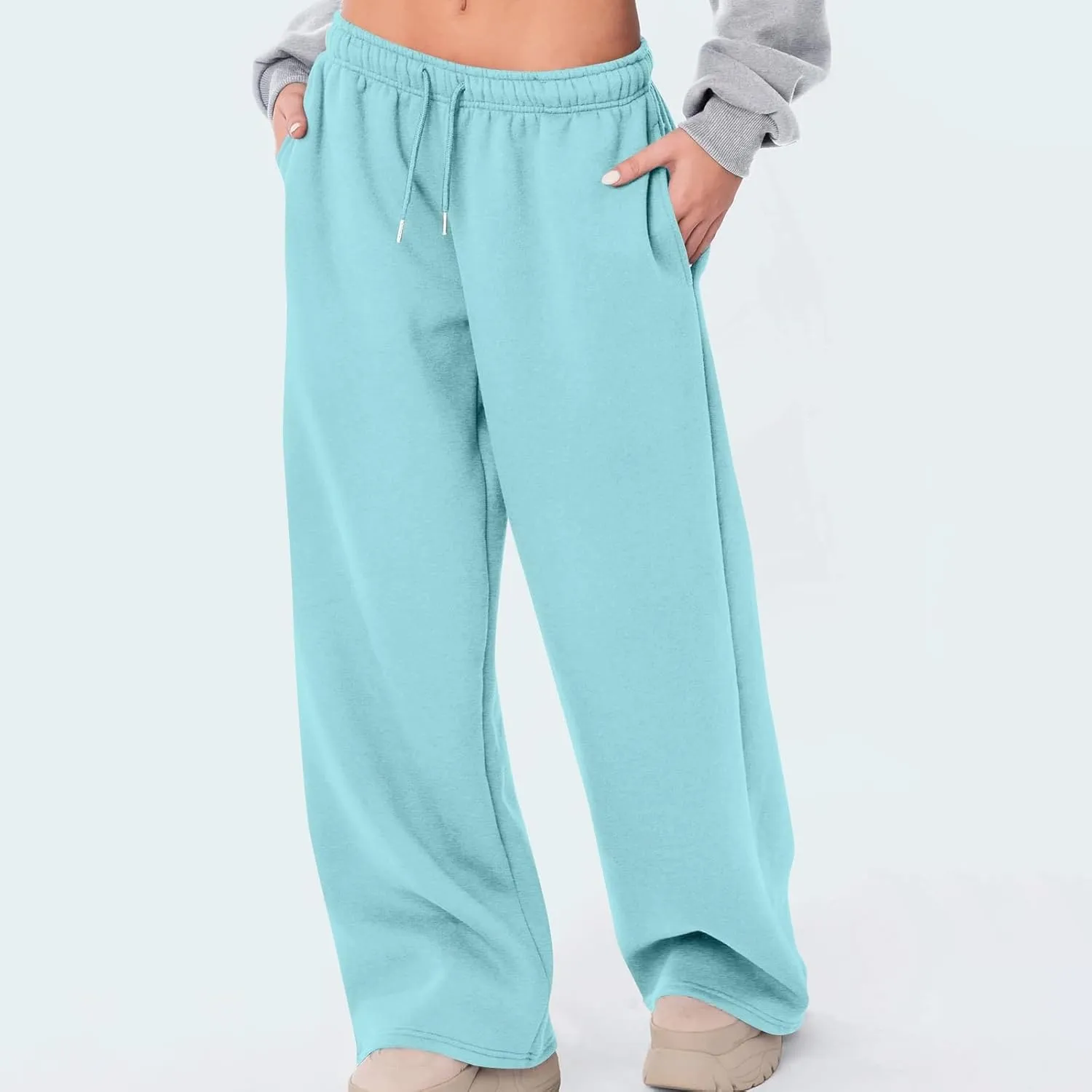 Hvyesh Sweatpants Women Baggy Wide Leg Low Rise Sweat Pants Y2k, Athletic Pants for Women Loose Fit, Comfy Fleece Lined Pants
