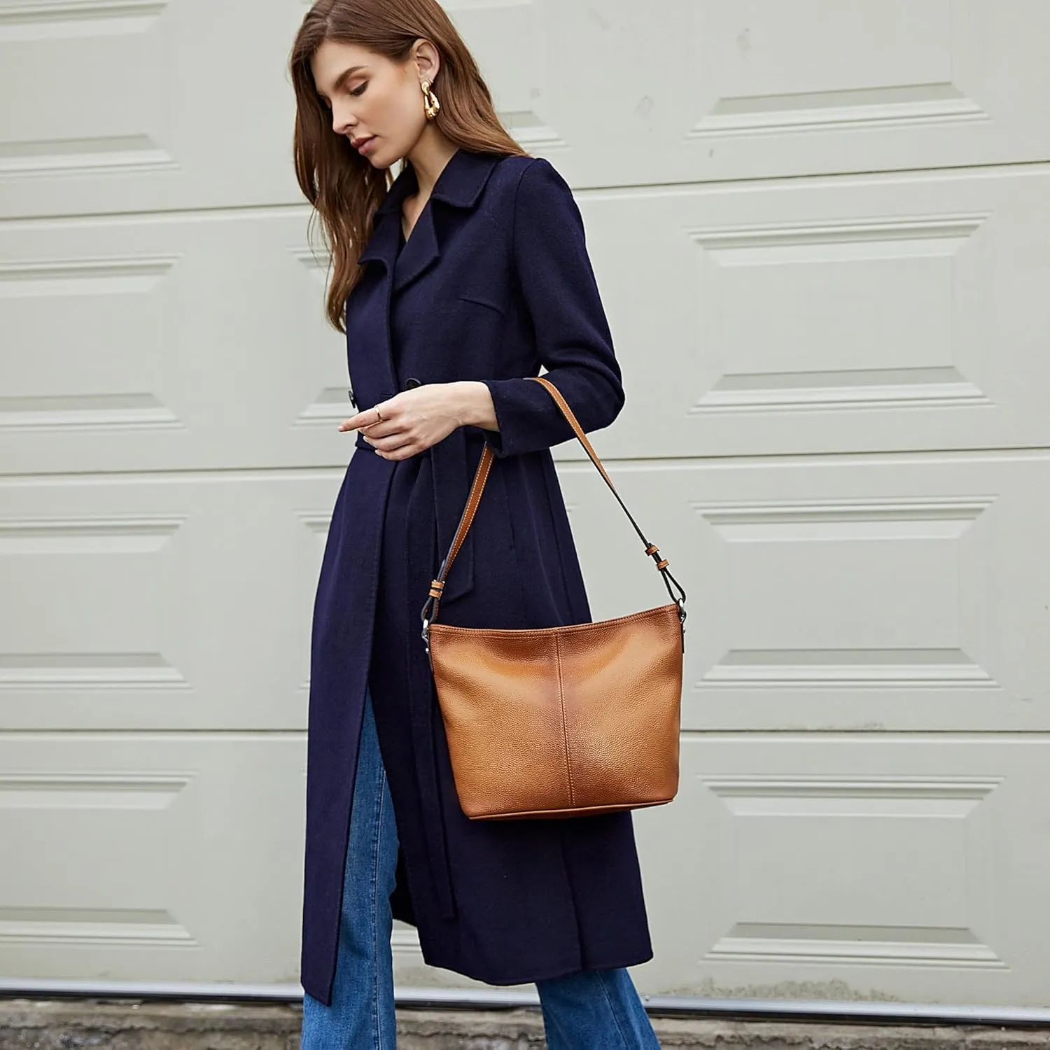 Iswee Shoulder Bag Soft Leather Purses Vintage Womens Crossbody Handbags Luxury Stylish Crossbody Bag Purse