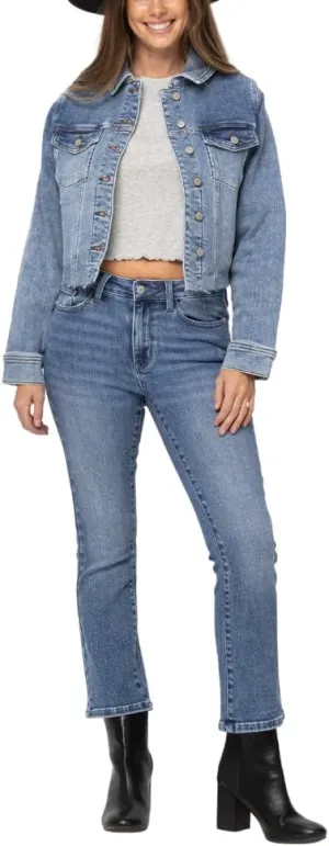Judy Blue Classic Fit Denim Jacket with "Howdy" Embroidery, Small