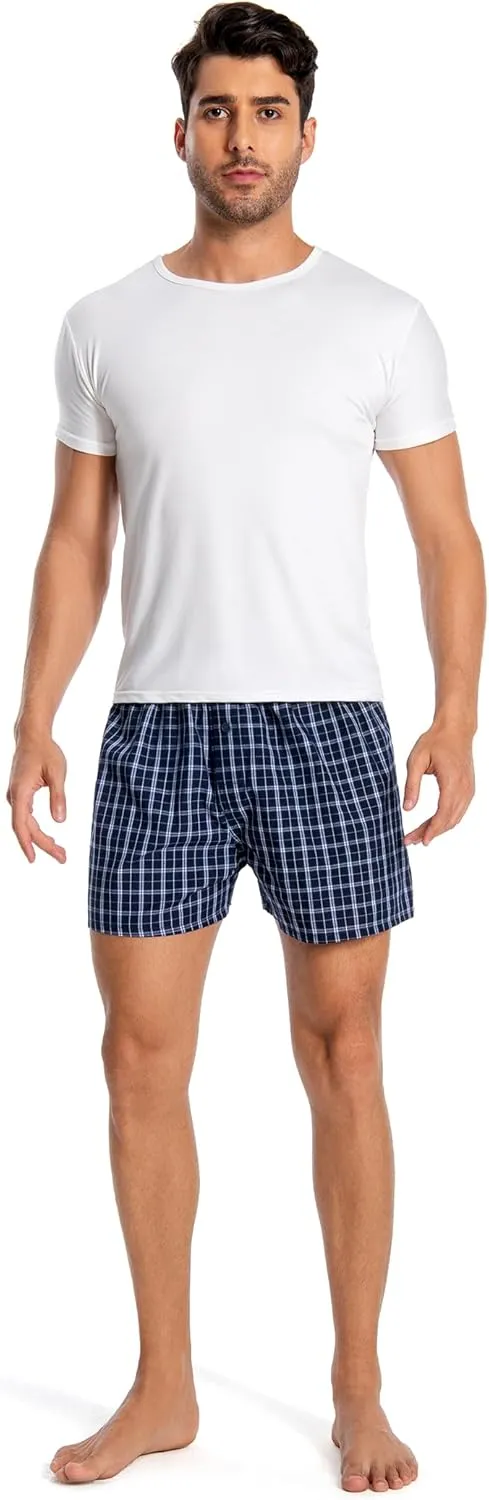 JupiterSecret Men's 100% Cotton Boxer Shorts, Men's Classic Fit Woven Underwear, 5 Pack / 10 Pack