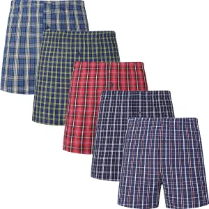 JupiterSecret Men's 100% Cotton Boxer Shorts, Men's Classic Fit Woven Underwear, 5 Pack / 10 Pack