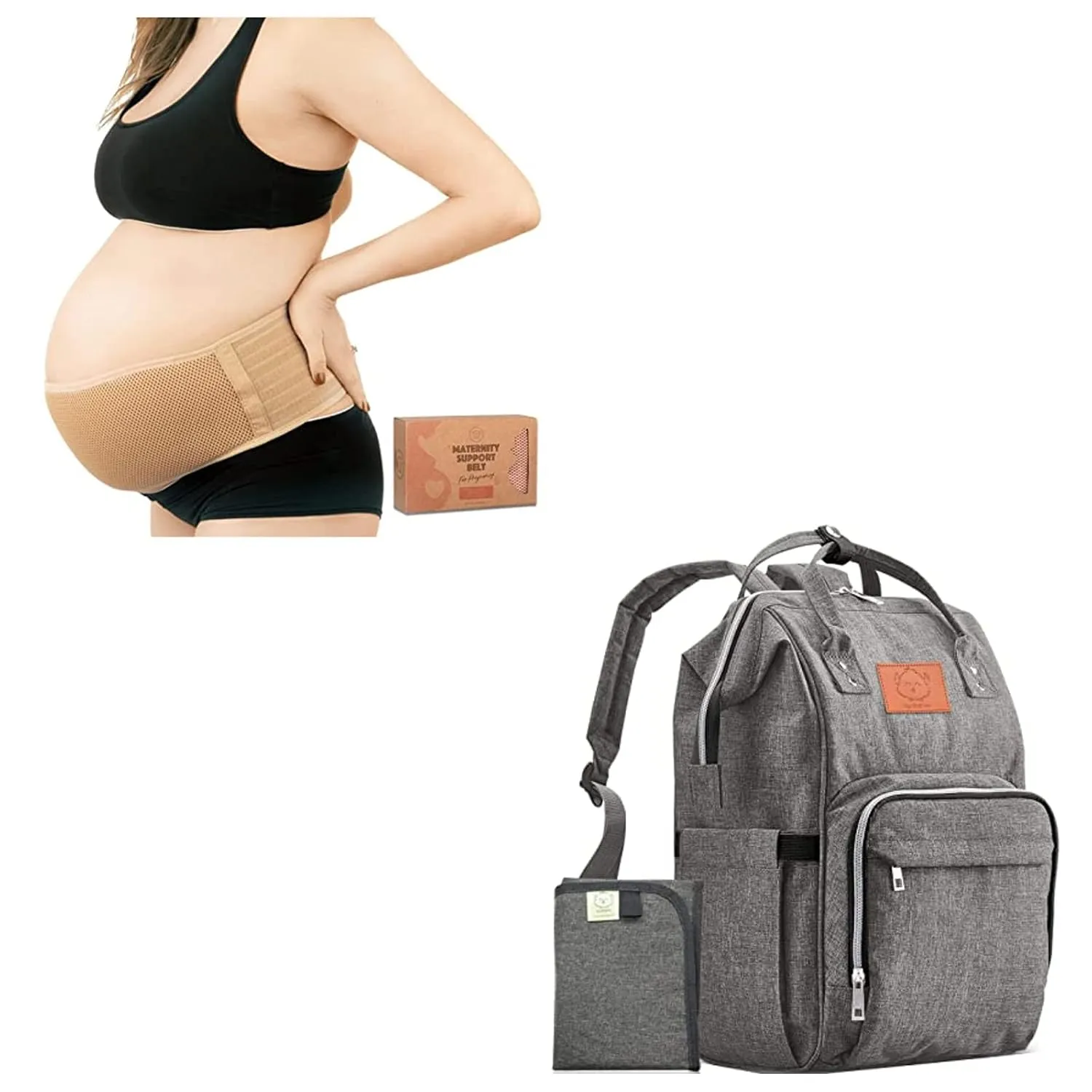 KeaBabies Diaper Bag Backpack and Pregnancy Belly Support Band - Waterproof Multi Function Baby Travel Bags - - Belly Bands for Pregnant Women - Maternity Belly Band - Pregnancy Belt, Belly Support