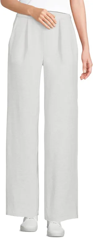 Lands' End Women's Knit High Rise Pleated Wide Leg Pants