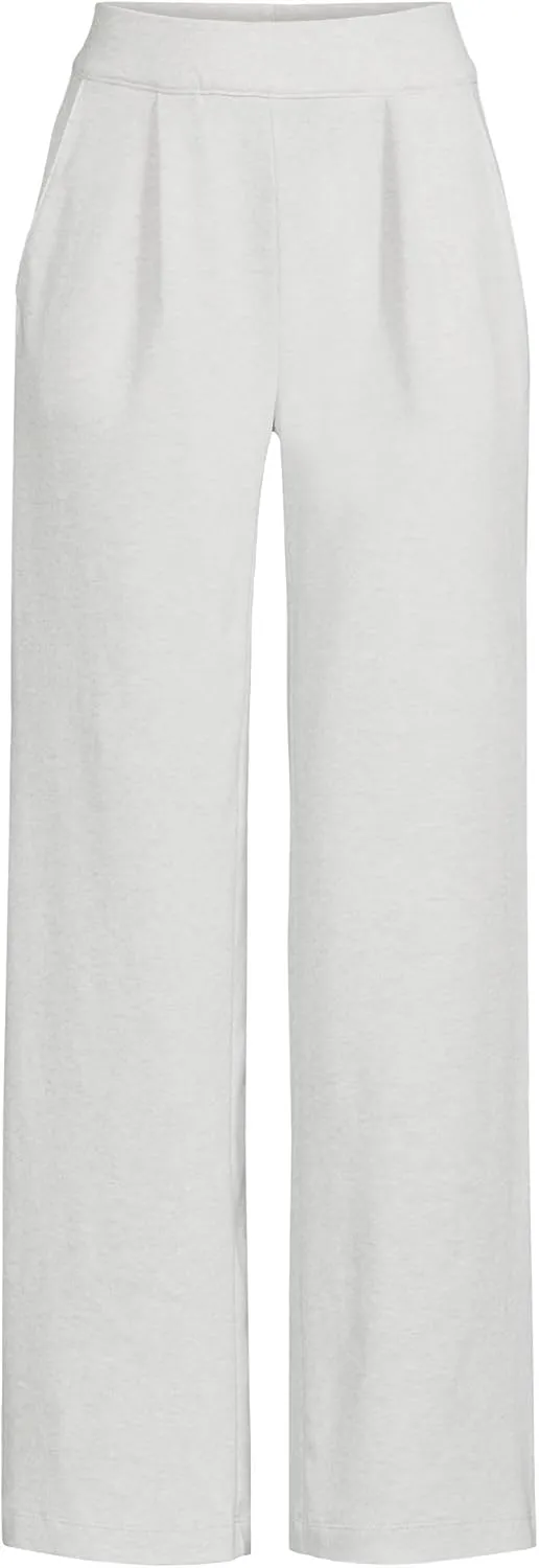 Lands' End Women's Knit High Rise Pleated Wide Leg Pants