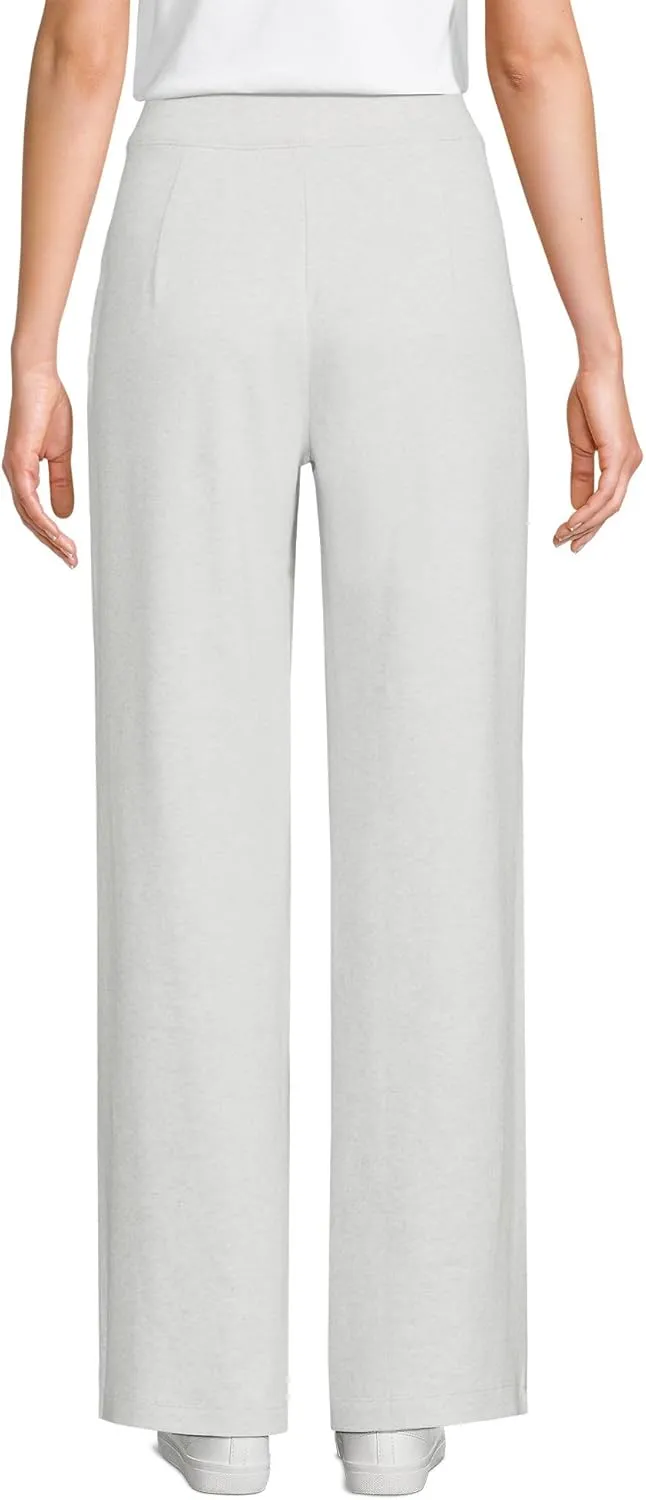 Lands' End Women's Knit High Rise Pleated Wide Leg Pants