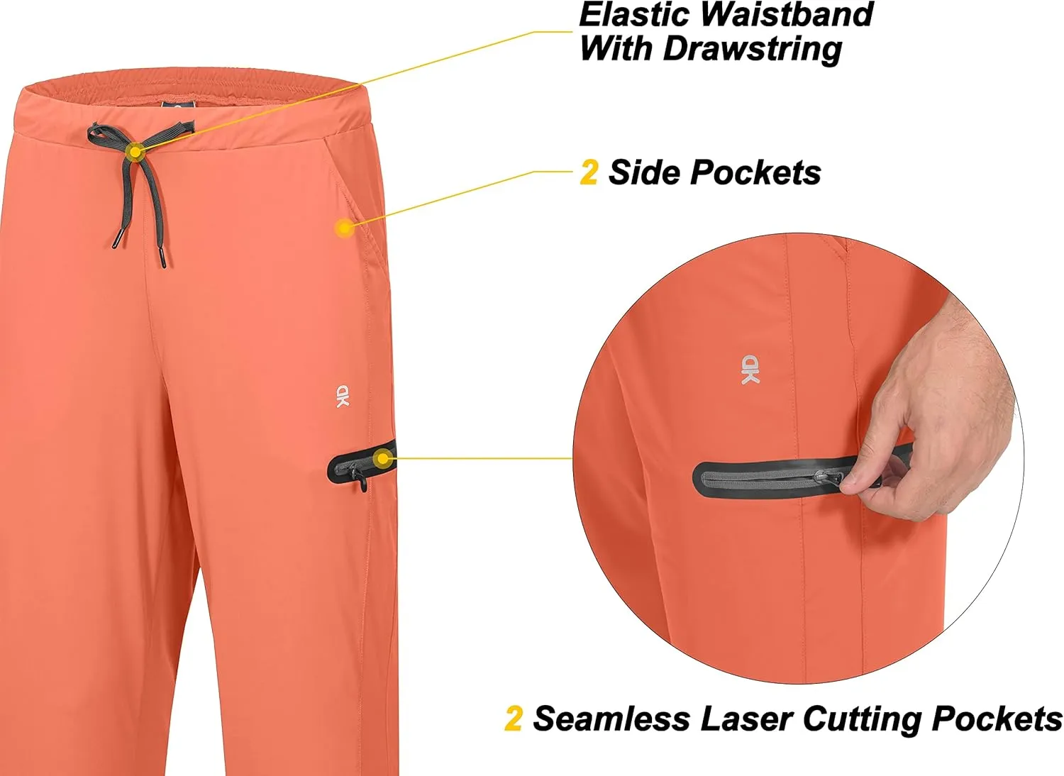 Little Donkey Andy Men's Ultra-Stretch Lightweight Quick Dry Athletic Pants Drawstring Travel Exercise Running Jogging