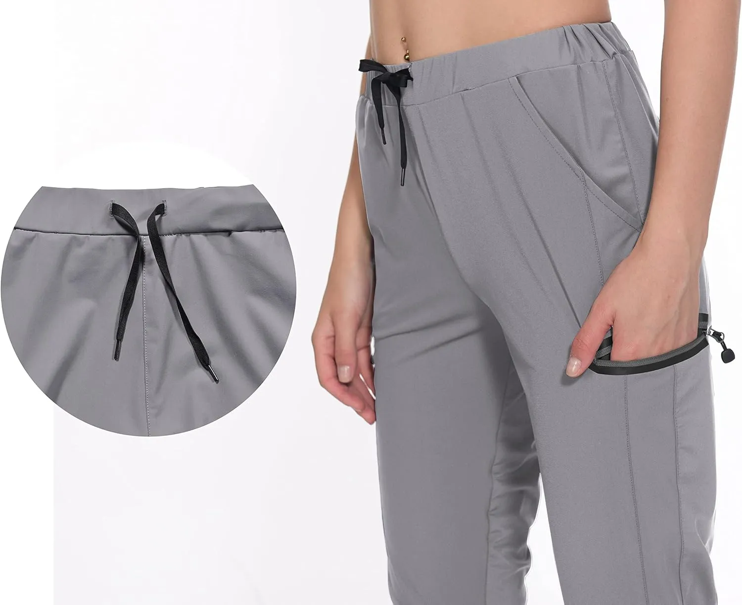 Little Donkey Andy Women's Ultra-Stretch Quick Dry Lightweight Ankle Pants Drawstring Active Travel Hiking