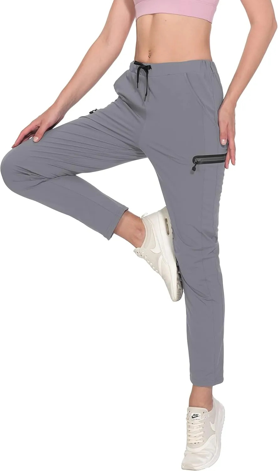 Little Donkey Andy Women's Ultra-Stretch Quick Dry Lightweight Ankle Pants Drawstring Active Travel Hiking