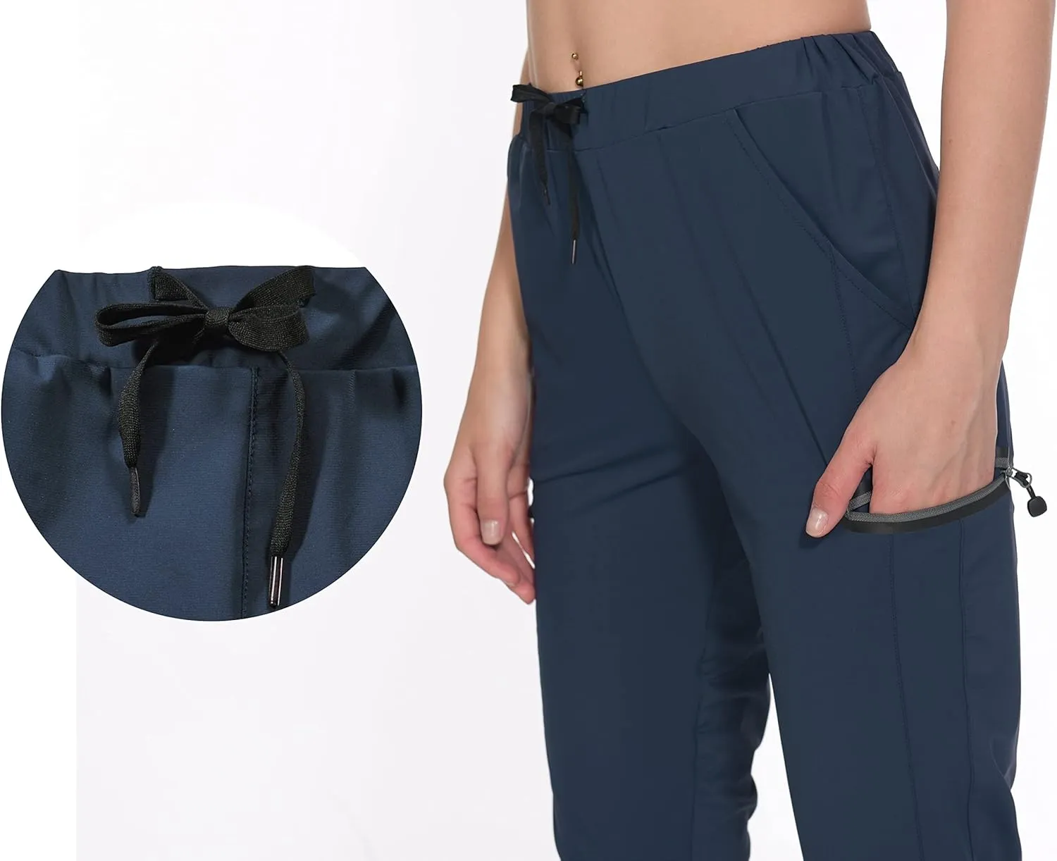 Little Donkey Andy Women's Ultra-Stretch Quick Dry Lightweight Ankle Pants Drawstring Active Travel Hiking