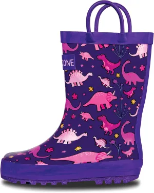 Lone Cone Kids Rain Boots for Girls & Boys  Waterproof Natural Rubber Toddler Rain Boots with Non-Slip Outsole & Easy Pull Handles  Solid, Pattern & Glitter Designs