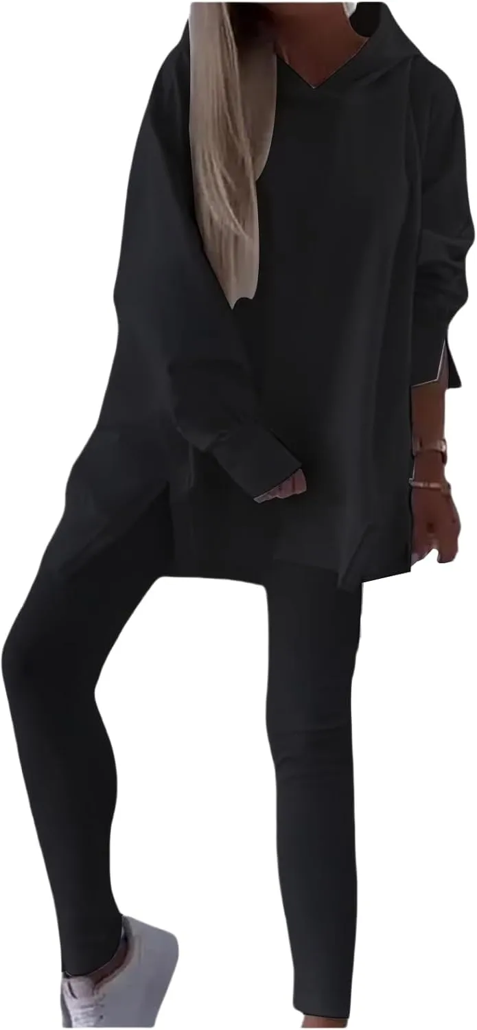 Lounge Sets for Women 2 Piece Sweatsuits Oversized Hoodies with Side Slit and Leggings Sets Casual Sets Fall Outfits