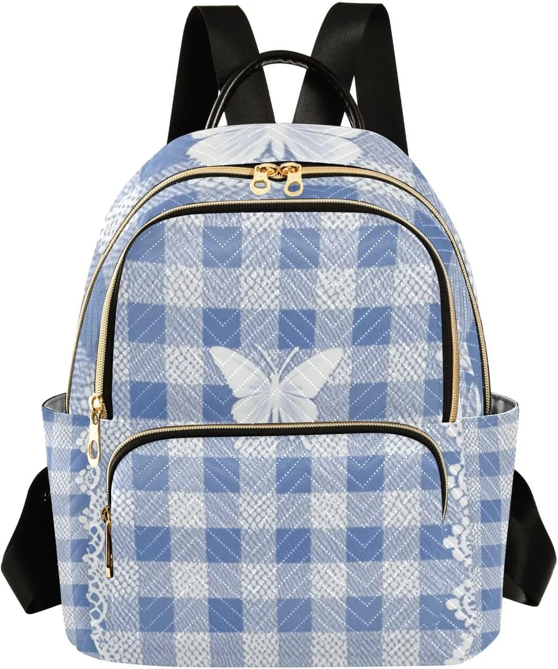 Lovely Blue Lace Butterfly Plaid 14 Inch Large Capacity diaper bag backpack backpack for travel for travel&work