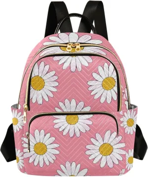Lovely Daisy Floral Peach White 14 Inch trendy, stylish small backpack backpack diaper bag for business