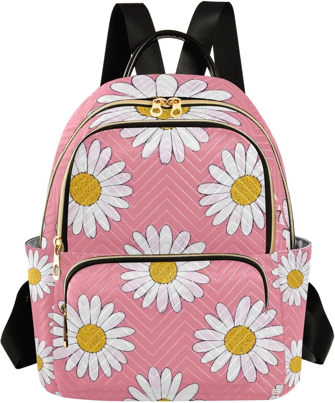 Lovely Daisy Floral Peach White 14 Inch trendy, stylish small backpack backpack diaper bag for business