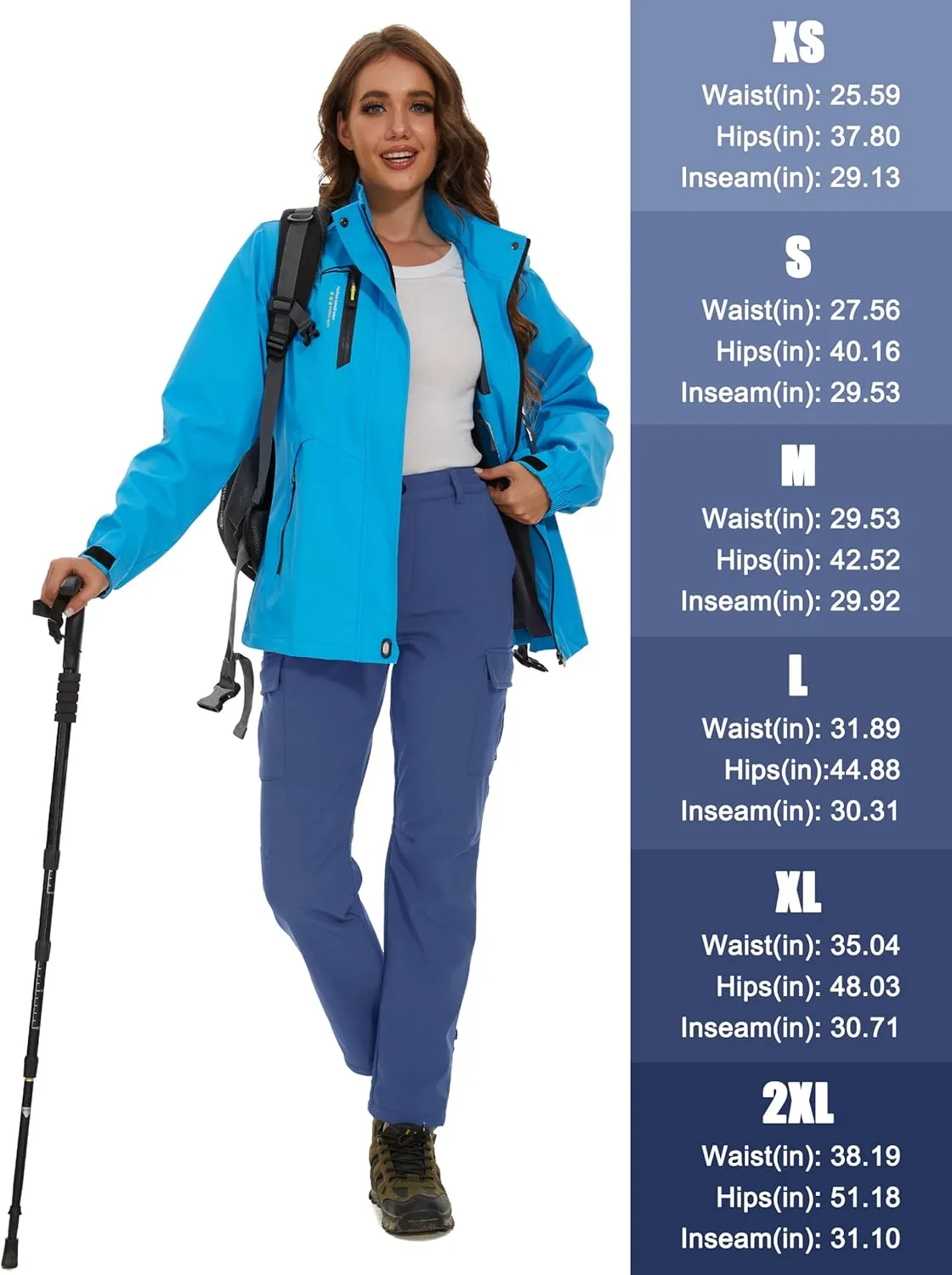 MAGCOMSEN Women's Fleece Lined Winter Hiking Waterproof Insulated Outdoor Snow Ski Softshell Pants for Cold Weather