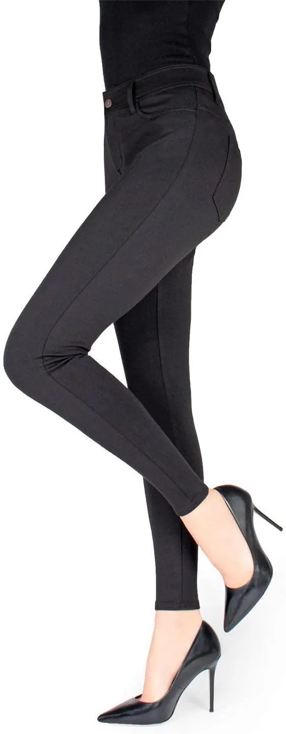 MeMoi Women's Faux Denim Ponte Leggings