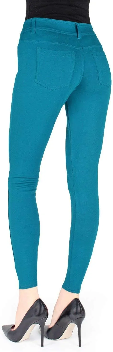 MeMoi Women's Faux Denim Ponte Leggings