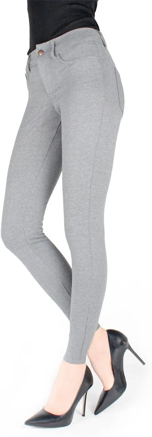 MeMoi Women's Faux Denim Ponte Leggings