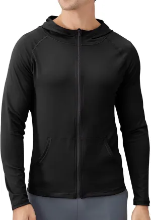 Mens Athletic Jacket for Running Workout Hiking Full Zip Sun Protection Hoodies for Fishing,Fast Dry Lightweight