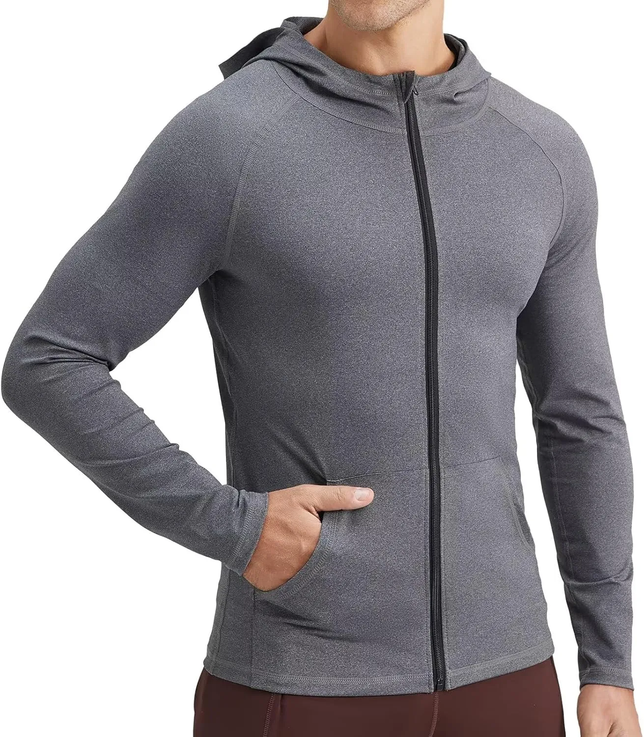 Mens Athletic Jacket for Running Workout Hiking Full Zip Sun Protection Hoodies for Fishing,Fast Dry Lightweight