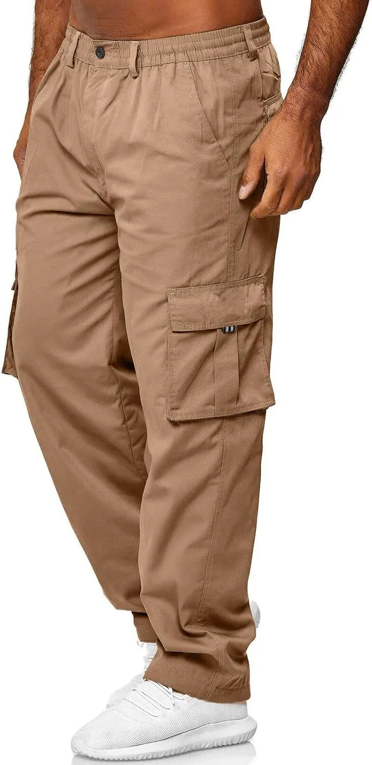 Mens Cargo Pants Casual Hiking Pants Joggers Athletic Pants Cotton Loose Straight Sweatpants for Men