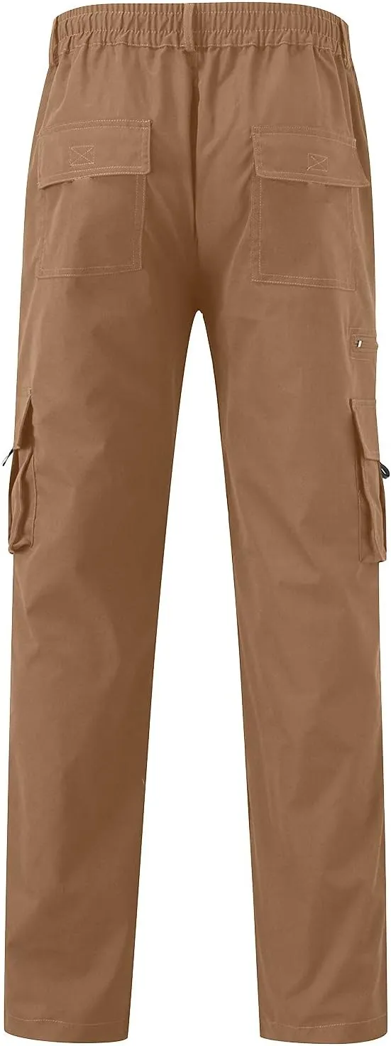 Mens Cargo Pants Casual Hiking Pants Joggers Athletic Pants Cotton Loose Straight Sweatpants for Men