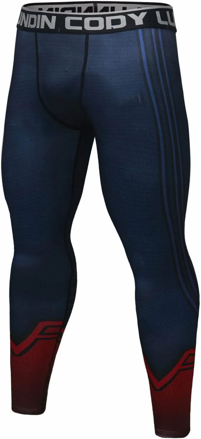 Men's Compression Pants Quick Dry Cool Baselayer Leggings Workout Active Sport Printing Pants