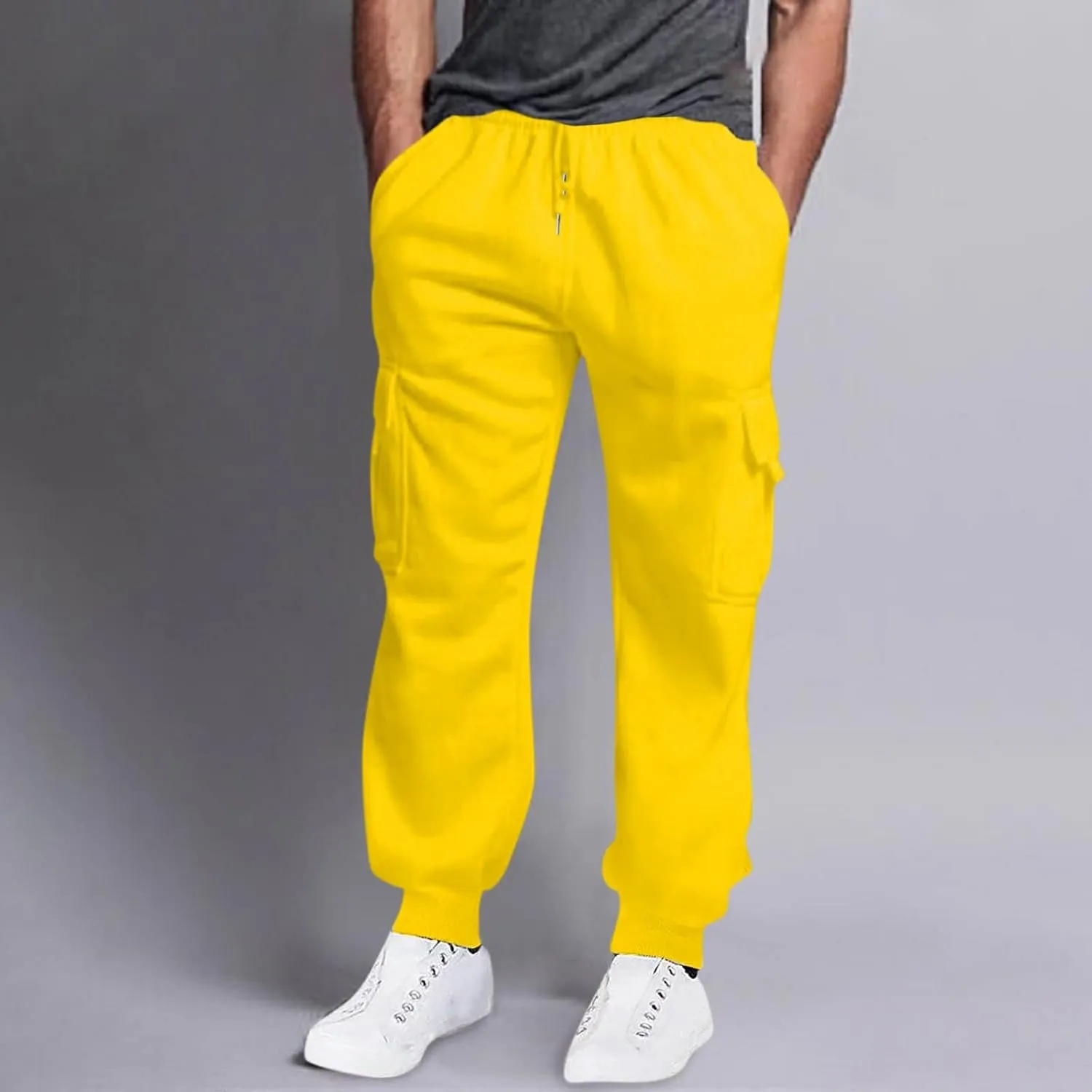 Men's Cotton Casual Cargo Work Pants Cotton Cargo Pants Gym Sweatpants Hiking Tactical Pants with Multi Pockets