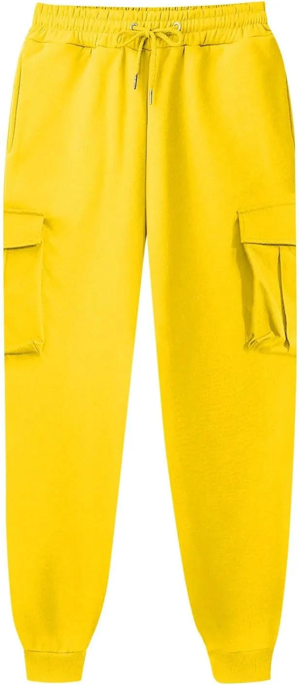 Men's Cotton Casual Cargo Work Pants Cotton Cargo Pants Gym Sweatpants Hiking Tactical Pants with Multi Pockets