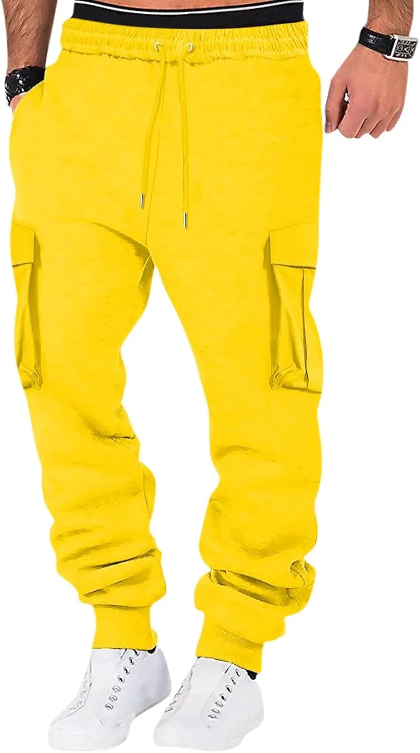 Men's Cotton Casual Cargo Work Pants Cotton Cargo Pants Gym Sweatpants Hiking Tactical Pants with Multi Pockets