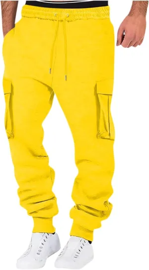 Men's Cotton Casual Cargo Work Pants Cotton Cargo Pants Gym Sweatpants Hiking Tactical Pants with Multi Pockets