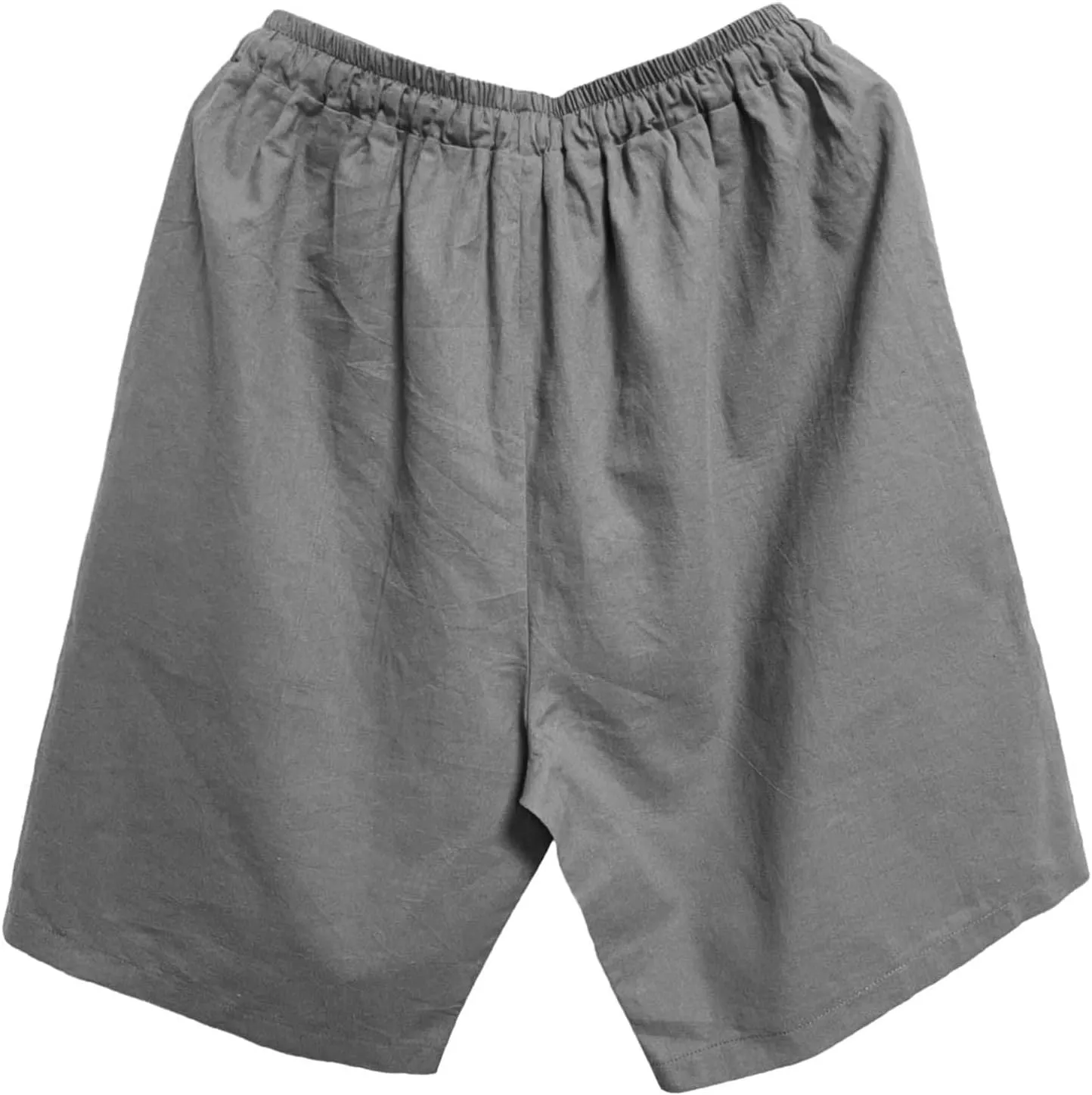 Men's Cotton Linen Shorts with Pockets Solid Color Wide Leg Drawstring Five Pants Lightweight Breathable Summer Basic Capris