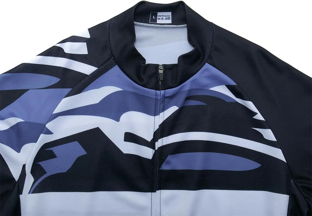 Mens Cycling Jersey 3 Rear Pockets Moisture Wicking Short Sleeve Quick Dry Reflective Biking Shirts