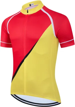 Mens Cycling Jersey 3 Rear Pockets Moisture Wicking Short Sleeve Quick Dry Reflective Biking Shirts