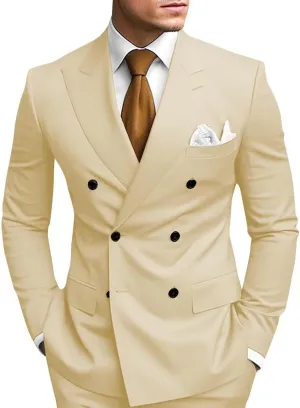 Men's Double Breasted Suit 2 Piece Slim Fit Men Formal Suit for Wedding Prom Dinner Party Blazer Pants Sets