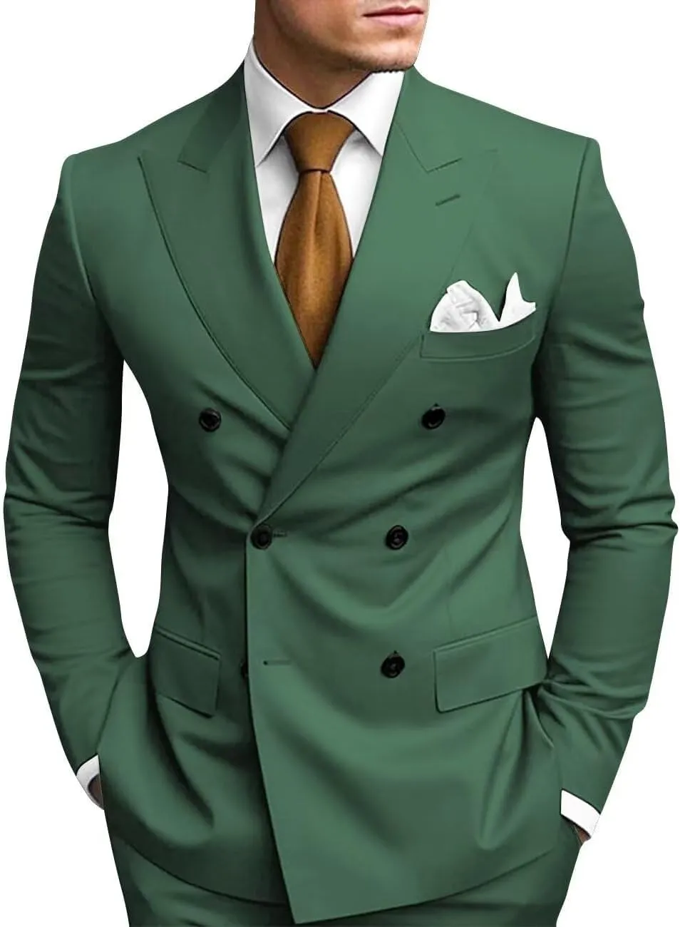 Men's Double Breasted Suit 2 Piece Slim Fit Men Formal Suit for Wedding Prom Dinner Party Blazer Pants Sets