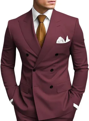 Men's Double Breasted Suit 2 Piece Slim Fit Men Formal Suit for Wedding Prom Dinner Party Blazer Pants Sets