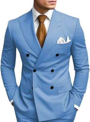 Men's Double Breasted Suit 2 Piece Slim Fit Men Formal Suit for Wedding Prom Dinner Party Blazer Pants Sets