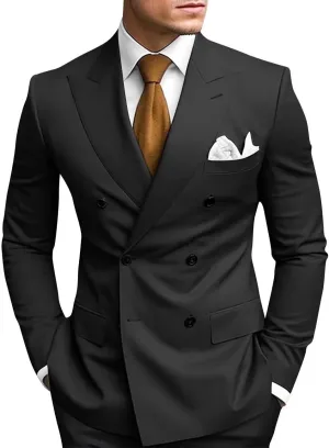 Men's Double Breasted Suit 2 Piece Slim Fit Men Formal Suit for Wedding Prom Dinner Party Blazer Pants Sets