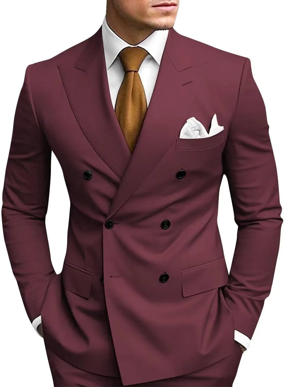 Men's Double Breasted Suit 2 Piece Slim Fit Men Formal Suit for Wedding Prom Dinner Party Blazer Pants Sets