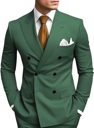 Men's Double Breasted Suit 2 Piece Slim Fit Men Formal Suit for Wedding Prom Dinner Party Blazer Pants Sets