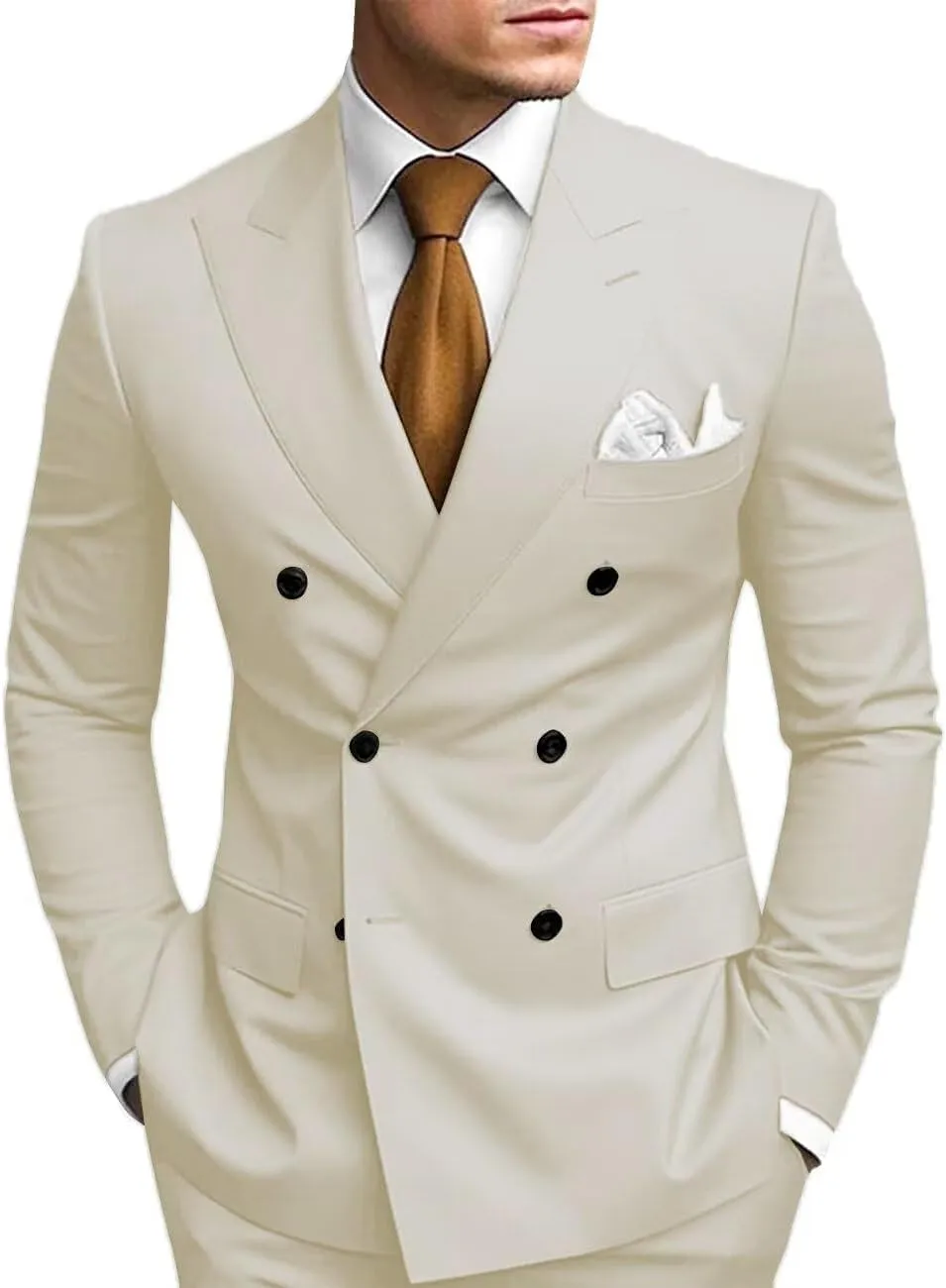 Men's Double Breasted Suit 2 Piece Slim Fit Men Formal Suit for Wedding Prom Dinner Party Blazer Pants Sets