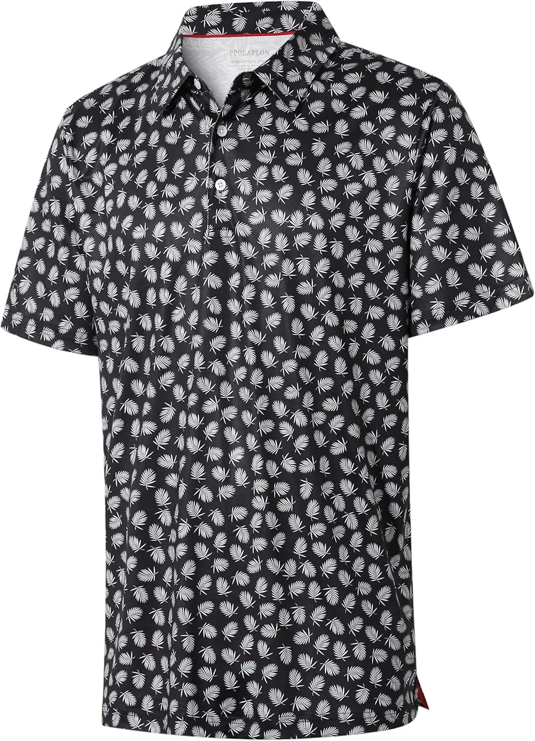 Mens Golf Shirt Moisture Wicking Dry Fit Print Performance Short Sleeve Polo Shirts for Men
