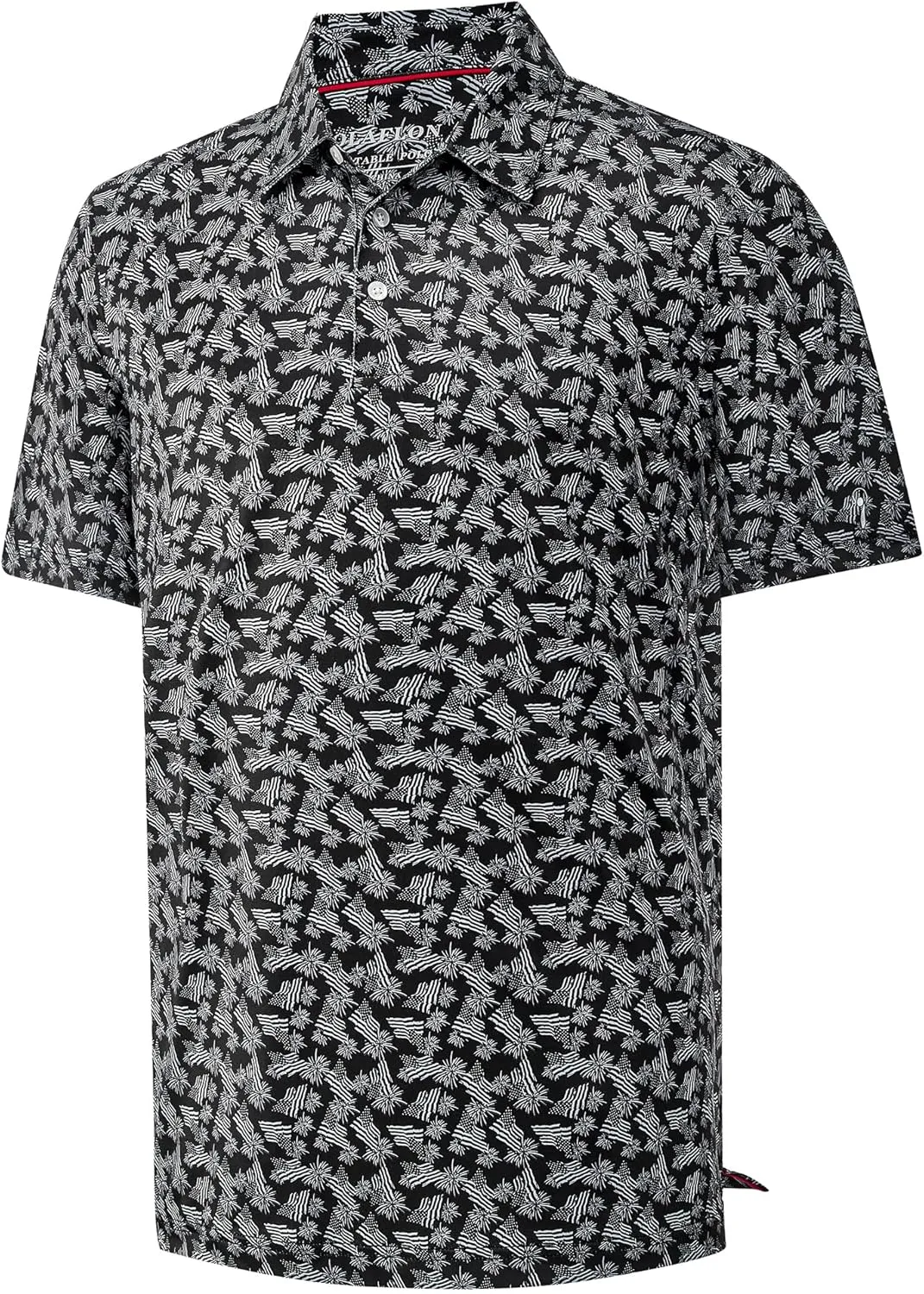 Mens Golf Shirt Moisture Wicking Dry Fit Print Performance Short Sleeve Polo Shirts for Men