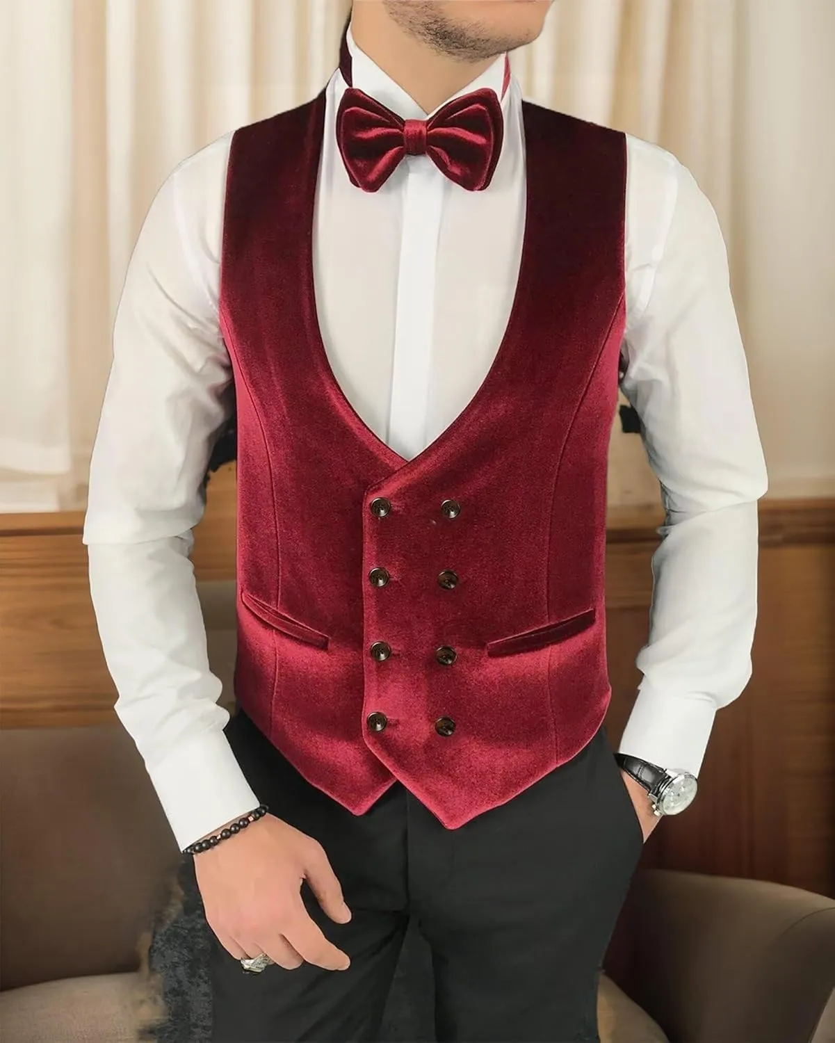 Men's Jacquard Suits 3 Piece Shawl Lapel One Button Blazer Tuxedo Velvet Vest Formal Wedding Prom Suit Set