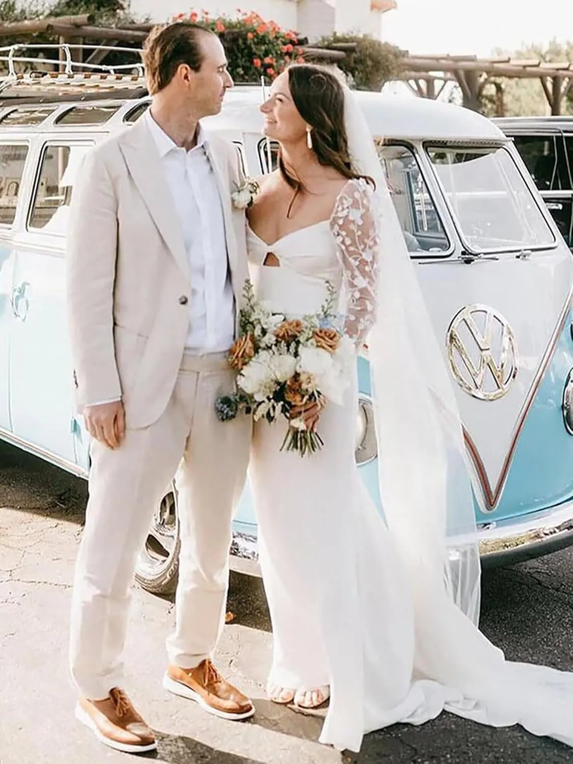 Mens Linen Suit 2 Piece Regular Fit Casual Linen Tuxedo Set Summer Beach Wedding Suits for Prom Party