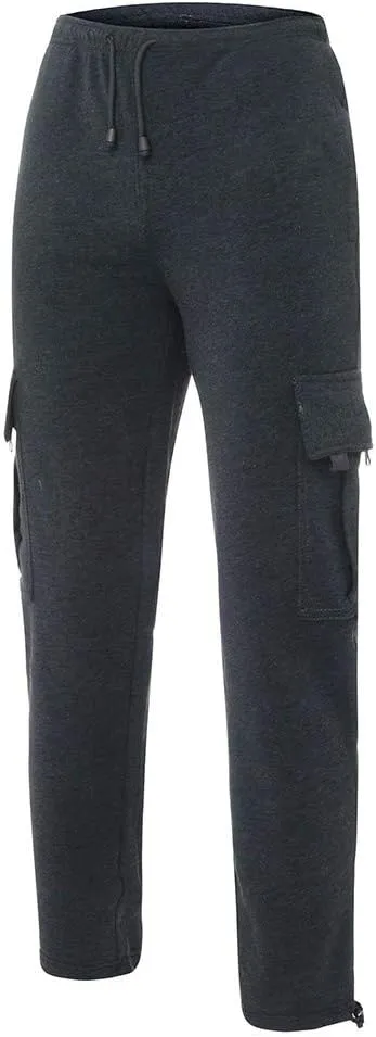 Men's Loose and Casual Trouser Pant Soild Color Tethered Waistband Sport Loose Long Trousers with Long Stilt