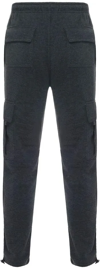 Men's Loose and Casual Trouser Pant Soild Color Tethered Waistband Sport Loose Long Trousers with Long Stilt