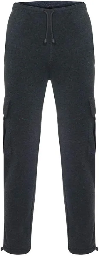 Men's Loose and Casual Trouser Pant Soild Color Tethered Waistband Sport Loose Long Trousers with Long Stilt