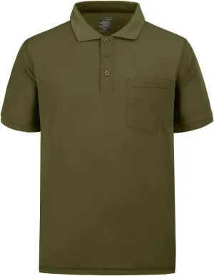 Men's Short Sleeve Polo Shirt Moisture Wicking Performance Dry Fit Golf Polo with Pocket